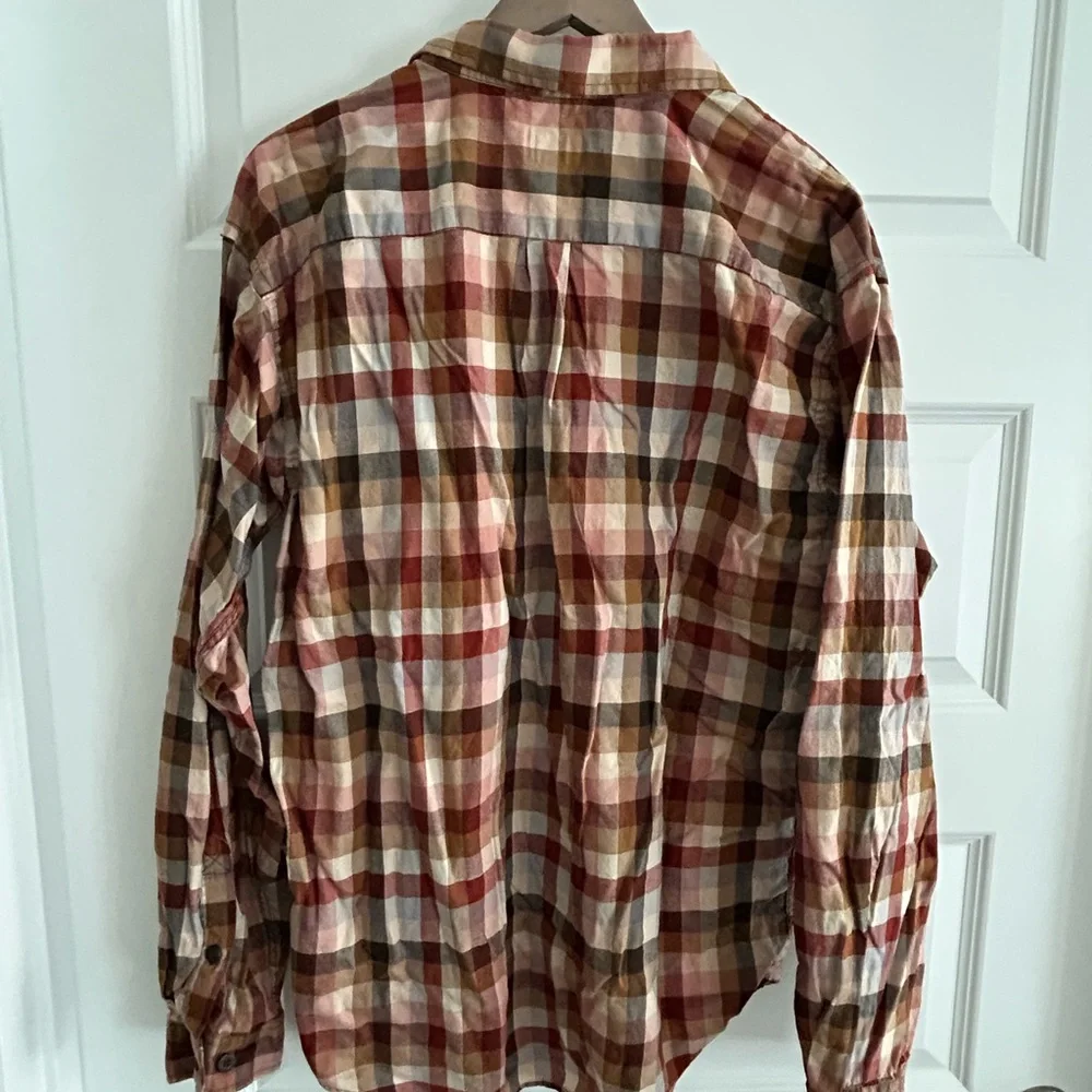 Patagonia Men’s Organic Cotton Plaid Shirt Brown Tan Size L